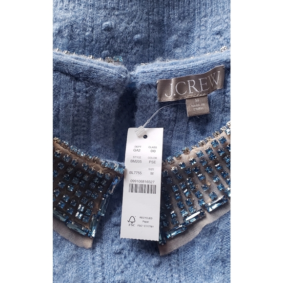 26. J.Crew Pointelle cable-knit crewneck with beaded collar - Picture 9 of 10